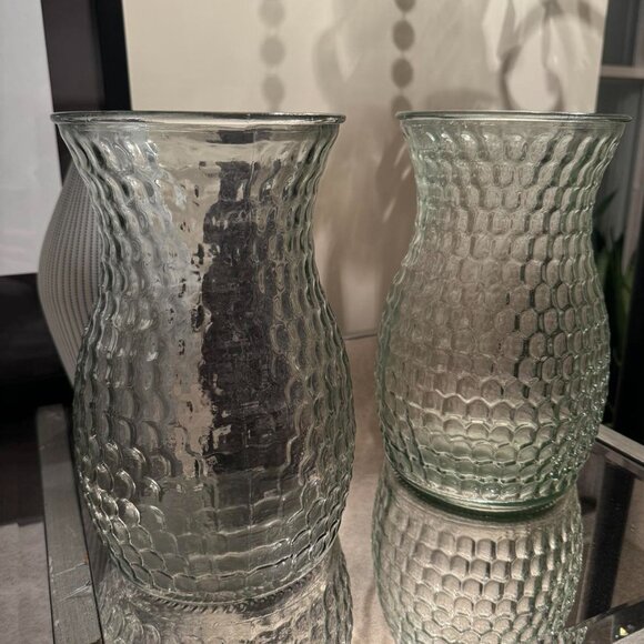 New Large Recycled Glass Vases 2 Two Beehive pattern - Picture 3 of 7
